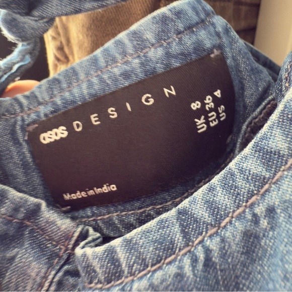 ⚪️ ASOS DESIGN Hourglass soft denim halterneck slip dress in midwash / Size 4 - Picture 7 of 7